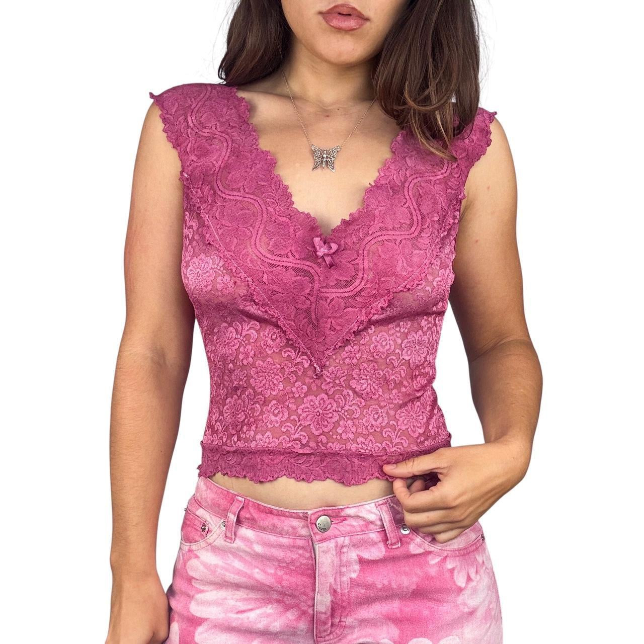 Vintage Hand-Dyed Lace Cami (M)