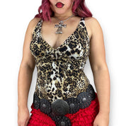 Y2K Caché Snake Charm Leopard Top (S-M)