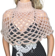 Blush Pink Turtleneck Mesh Shawl (S/M)