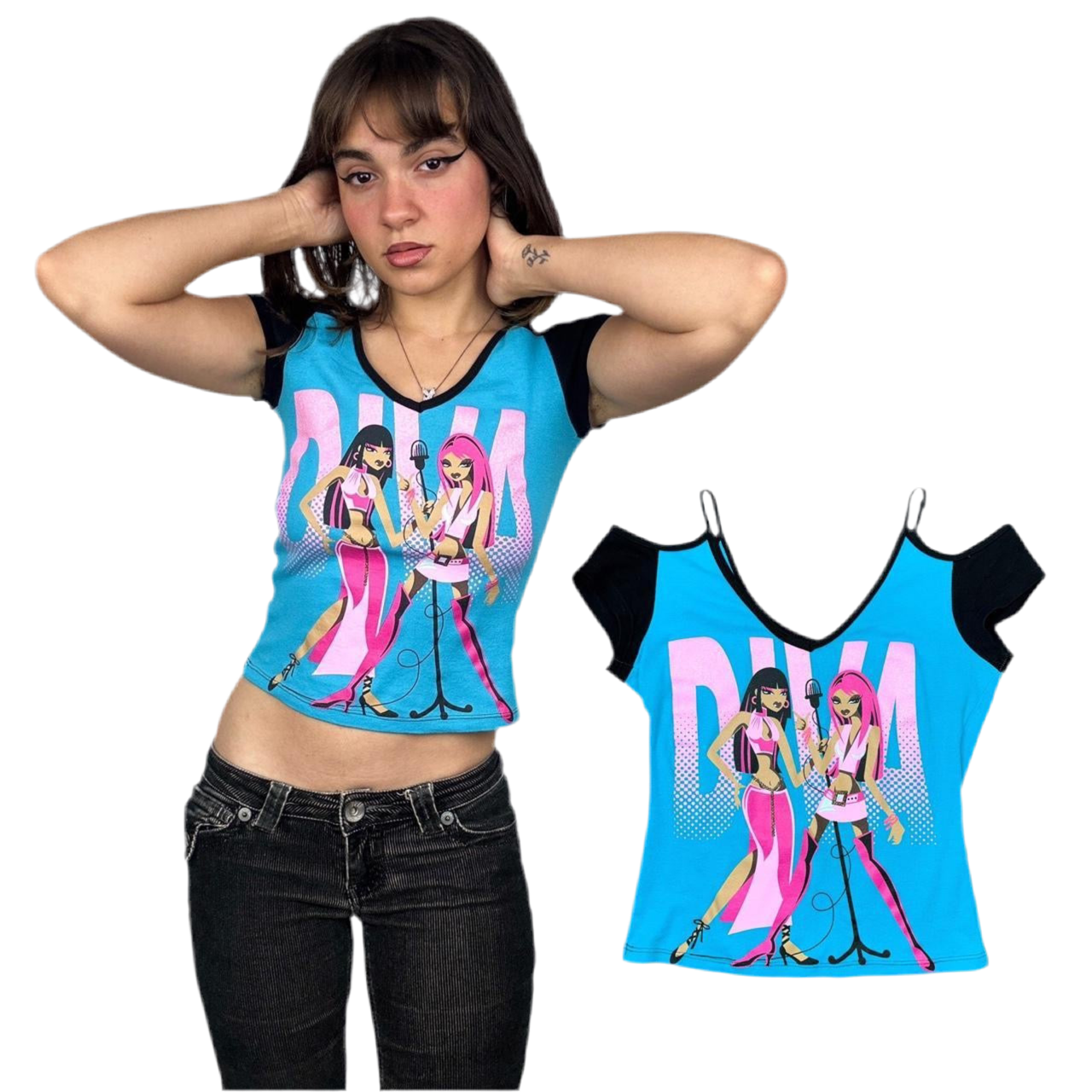 Y2K “Diva” Graphic Baby Tee (XS/S)