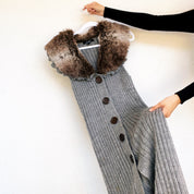 Furry Sleeveless Knit Duster - S/M