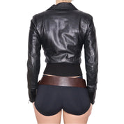 Y2K Sexy Black Leather Moto Jacket (XS)