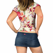 Y2K Slinky Floral Asian Inspired Top (M)