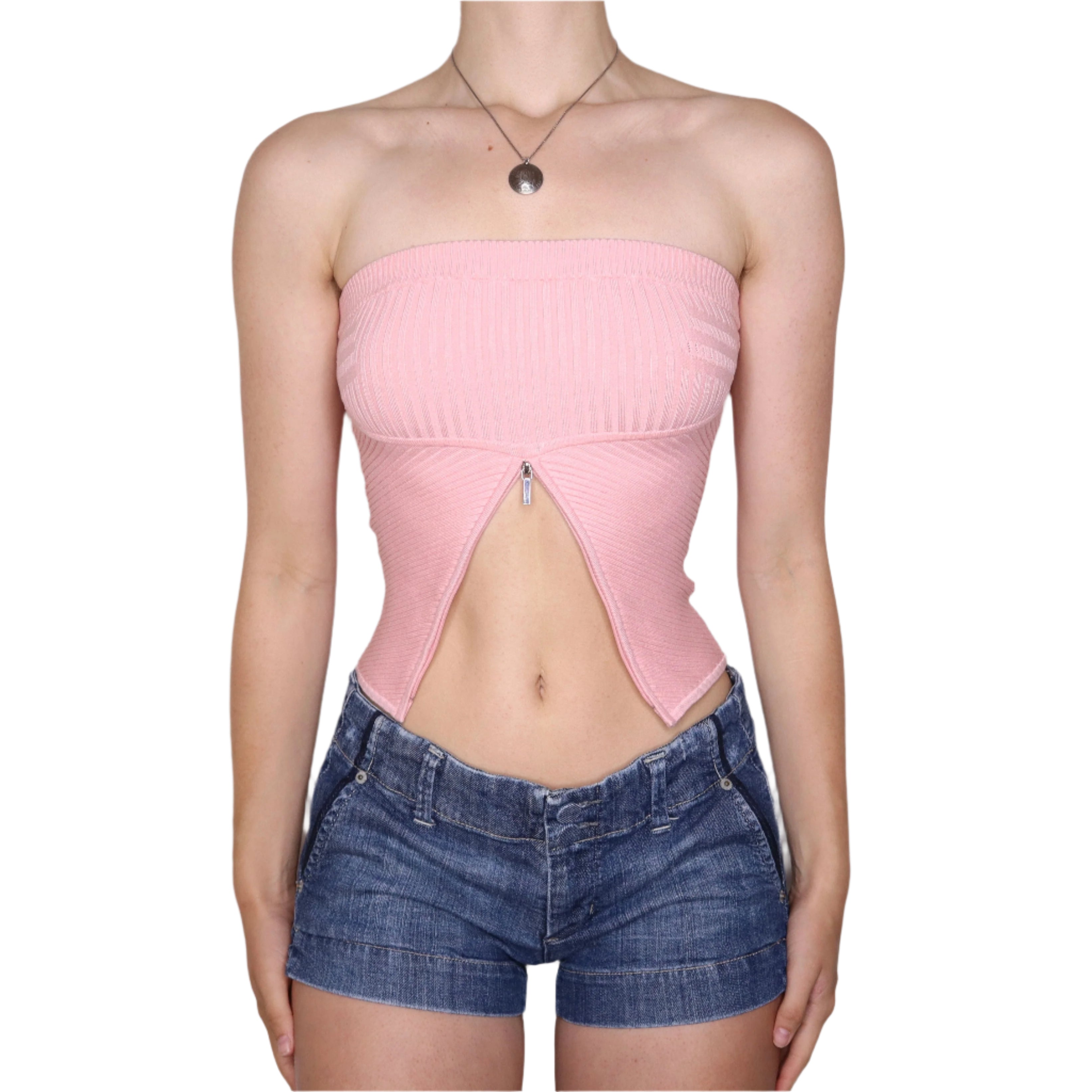 Y2K BEBE Pink Silk Tube Top (XS)