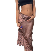 90s asymmetric floral & cheetah print silk maxi skirt (S/M)