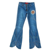 Early 2000s Beaded Sunflower Jeans (XS)