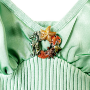 Pistachio Green Brooch Top (S)