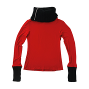 French Vintage Red & Black Turtleneck Top (S)