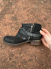 Vintage AS.98 Moto Biker Buckle Slouch Leather Ankle Boots