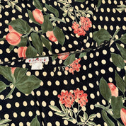 Vintage Fruit Print Polka Dot Maxi Skirt (S)