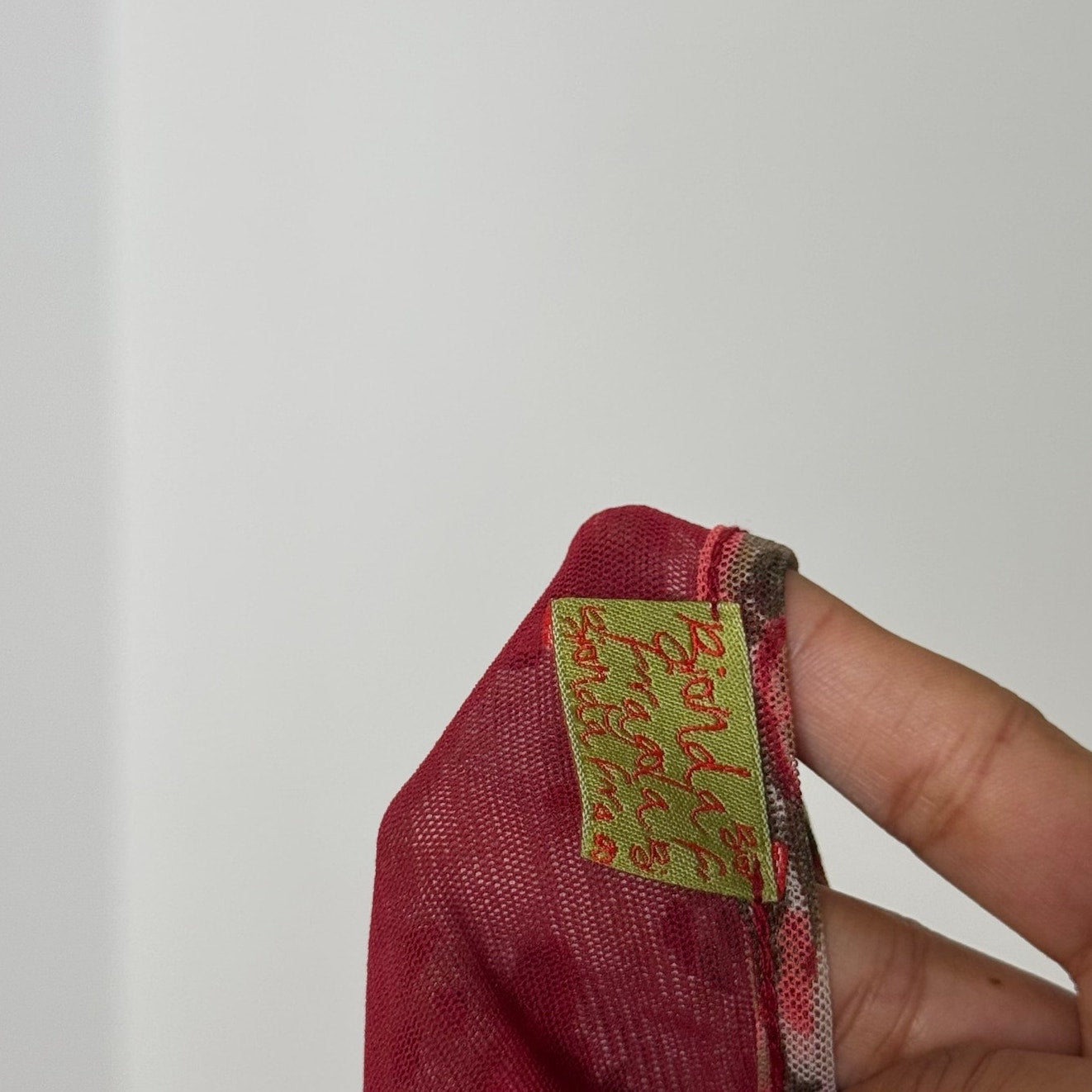 Italian vintage burgundy floral mesh top with beaded sleeves