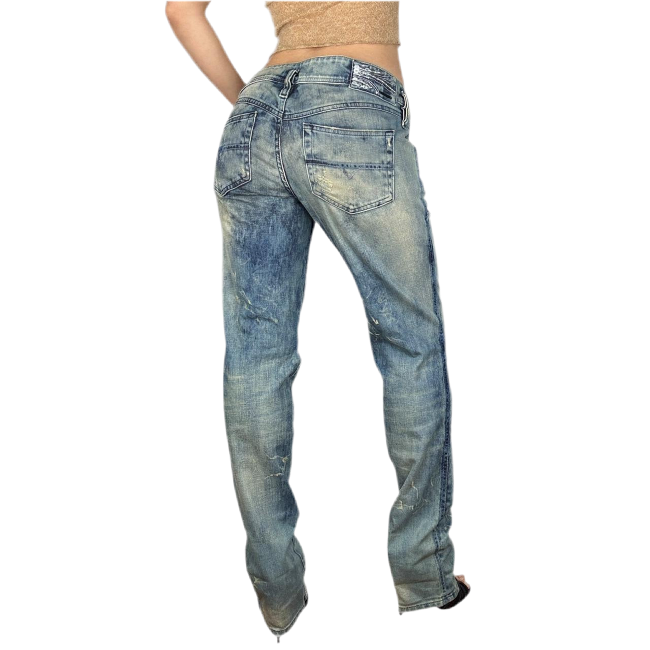 Diesel Distressed Low Rise Jeans (L)