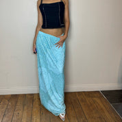 Italian Vintage blue sequin maxi skirt (S/M)