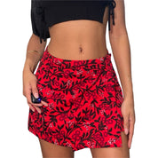 90s Red Floral Rom com Mini Skirt (XS)