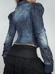 Fornarina Medieval-Style Puff Sleeve Denim Jacket (S)