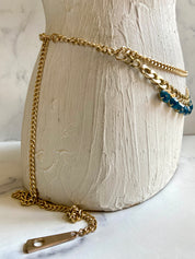 Gold & blue chain belt