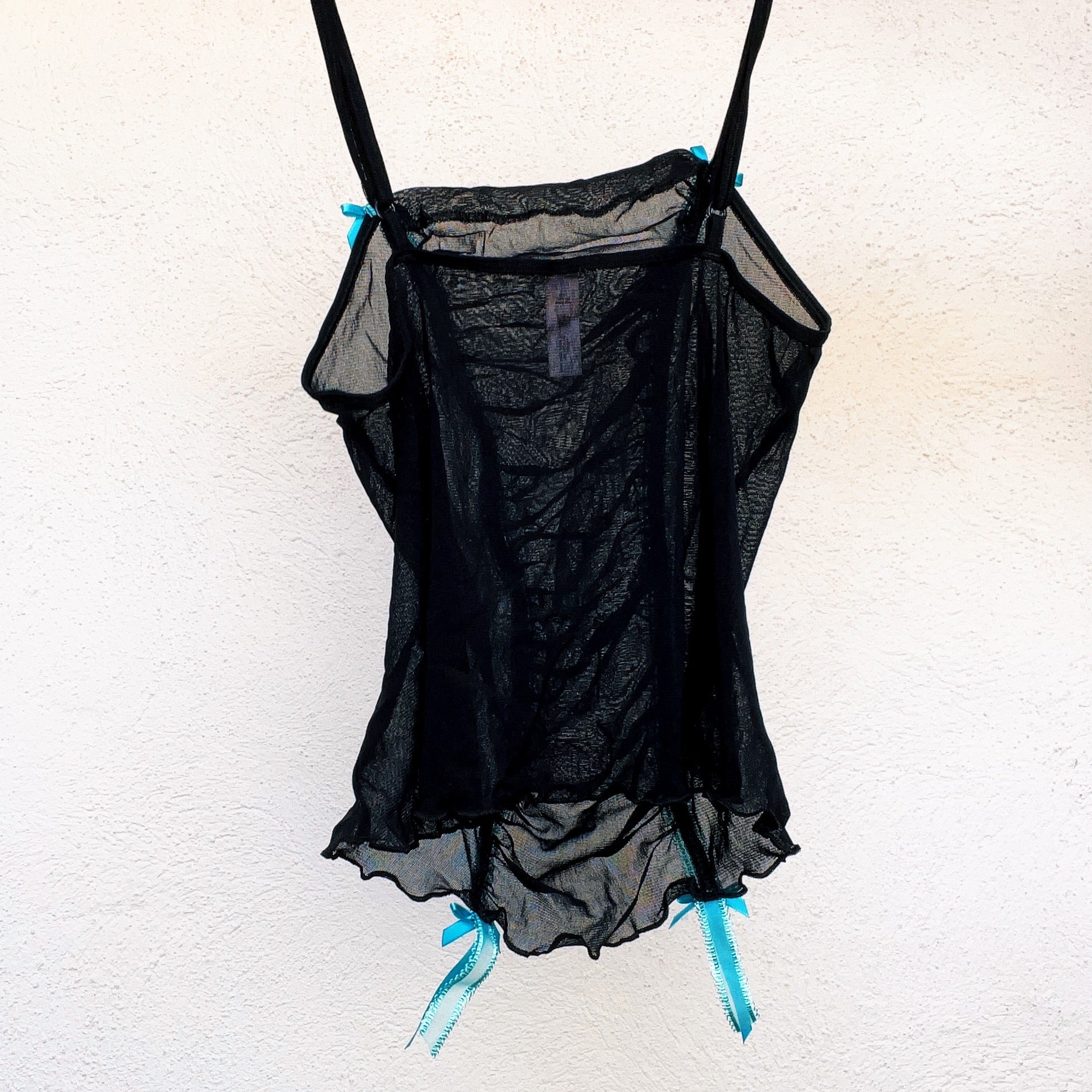 Sheer Black & Turquoise Cami - S/M