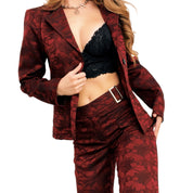 Vintage Burgundy Brocade Pantsuit (XS/S)