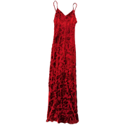 Vintage Red Silk Velvet Burnout Gown (S)