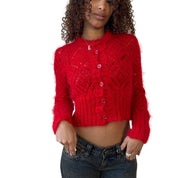 Italian Vintage 90s Red Mohair Cardigan (XS/S)