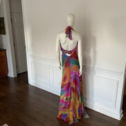 Custom Silk Halter Maxi Dress (M)