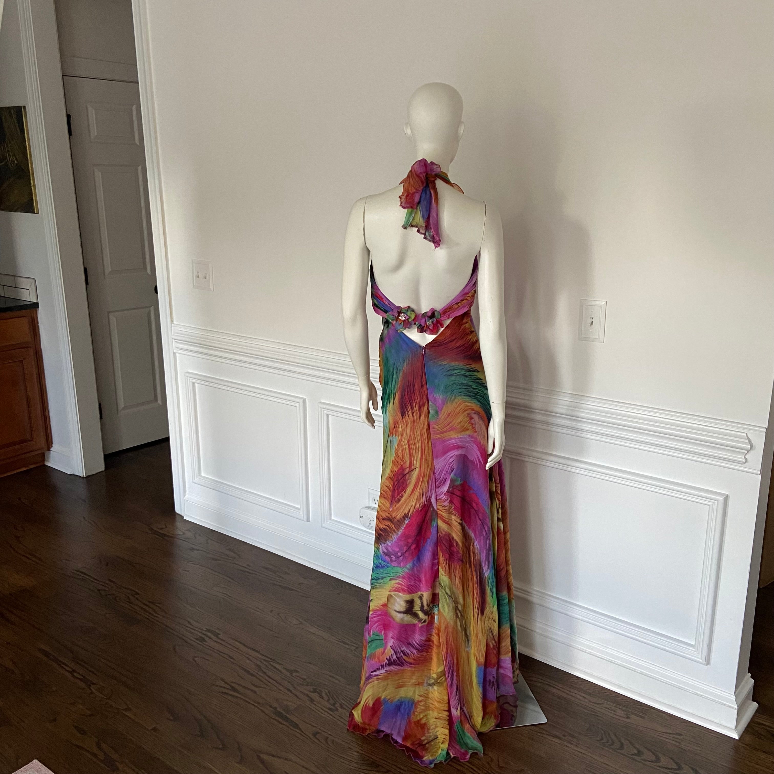 Custom Silk Halter Maxi Dress (M)