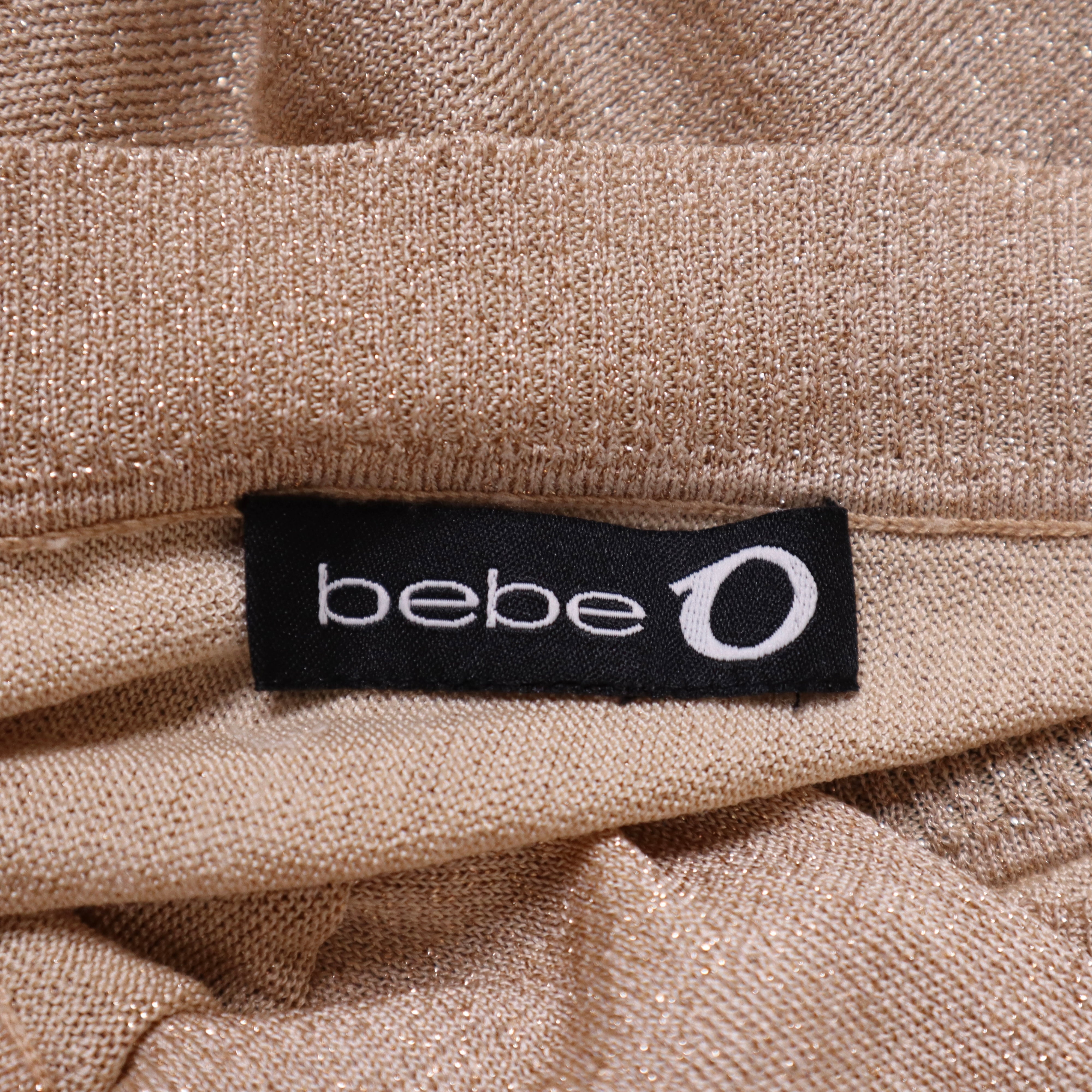 Y2K BEBE Gold Shimmer Backless Top (S/M)