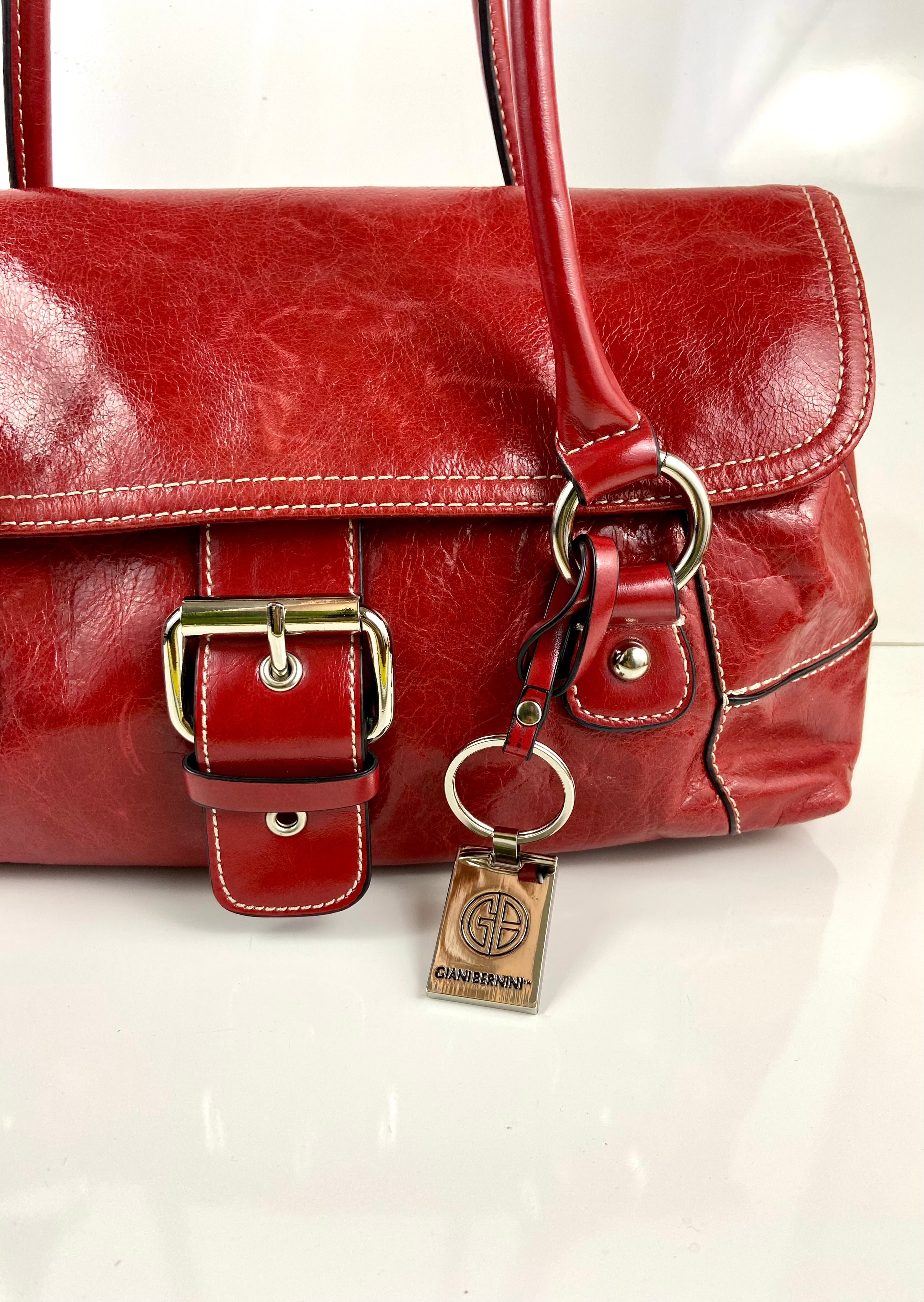 Red leather Giani Bernini purse Holy Thrift