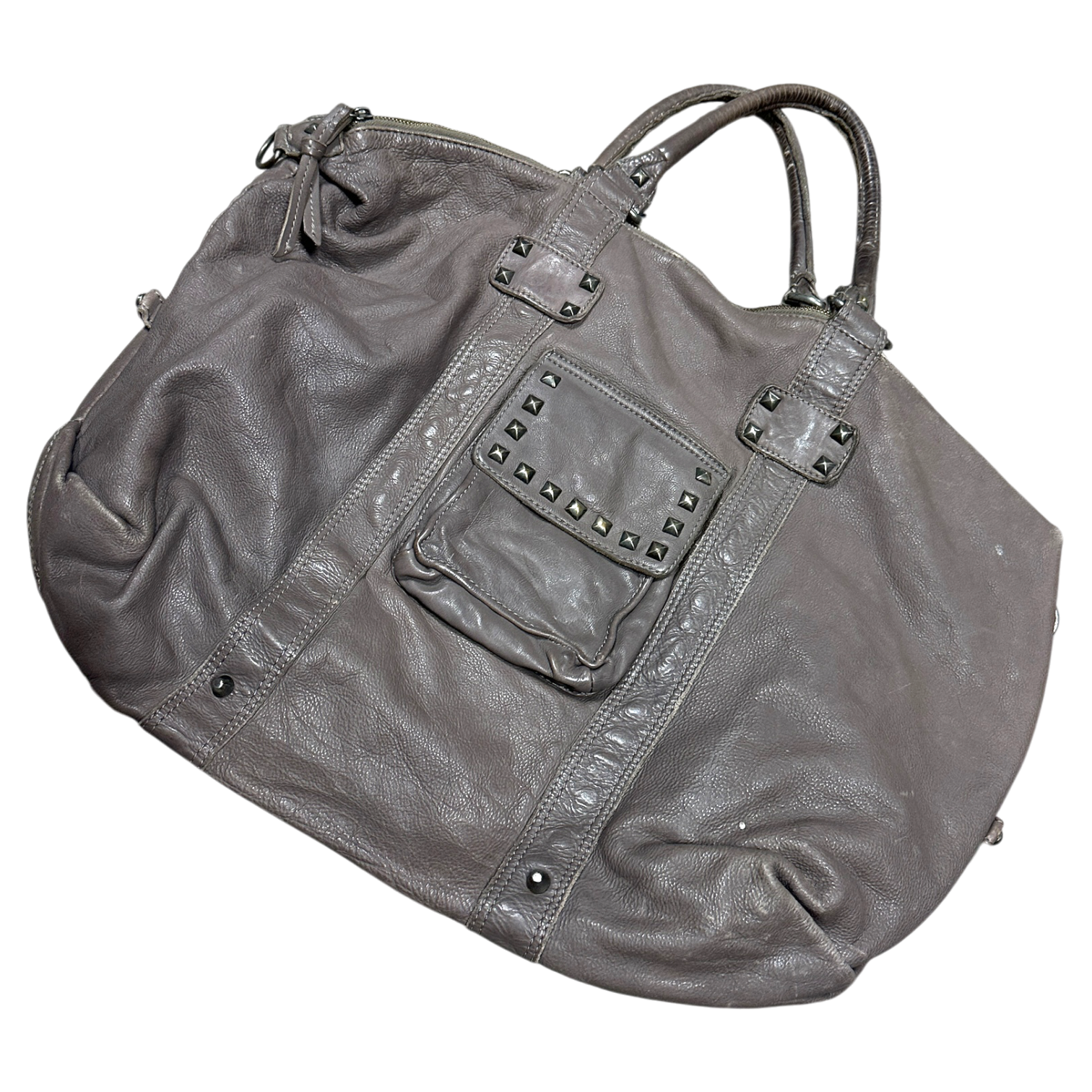 Vintage IKKS Studded 2010s Oversized Leather Bag