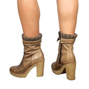Y2K Brown Leather Platform Ankle Boots (8)