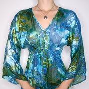 Y2K Tie Dye Blue Green Swim Cover Up (S/M)