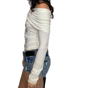 Vintage Italian Draped Off the Shoulder Longsleeve (S/M)