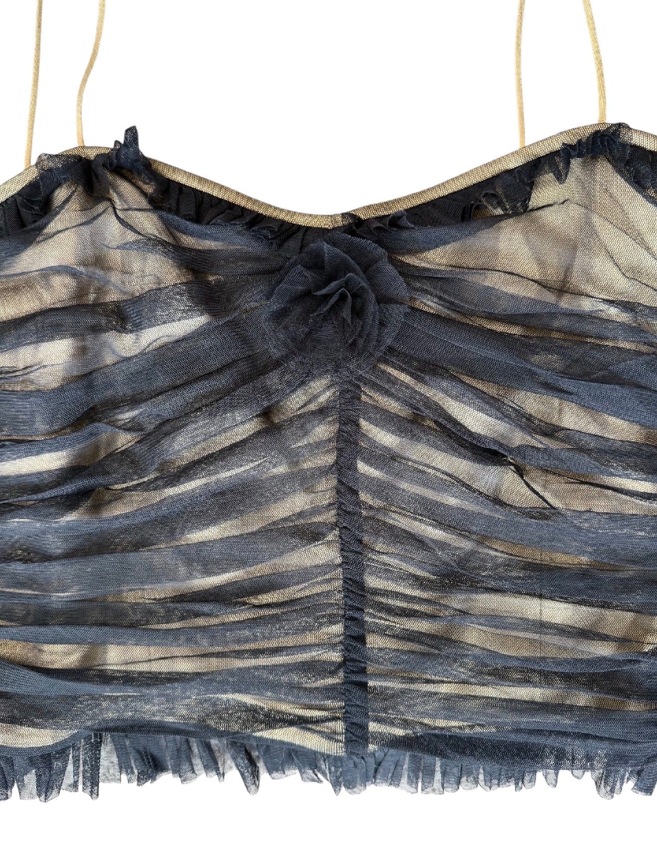 Nine West Ruffled Tulle Camisole With Rosette (M)