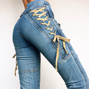 Vintage Lace Up Cargo Jeans (XS)