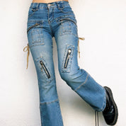 Vintage Lace Up Cargo Jeans (XS)