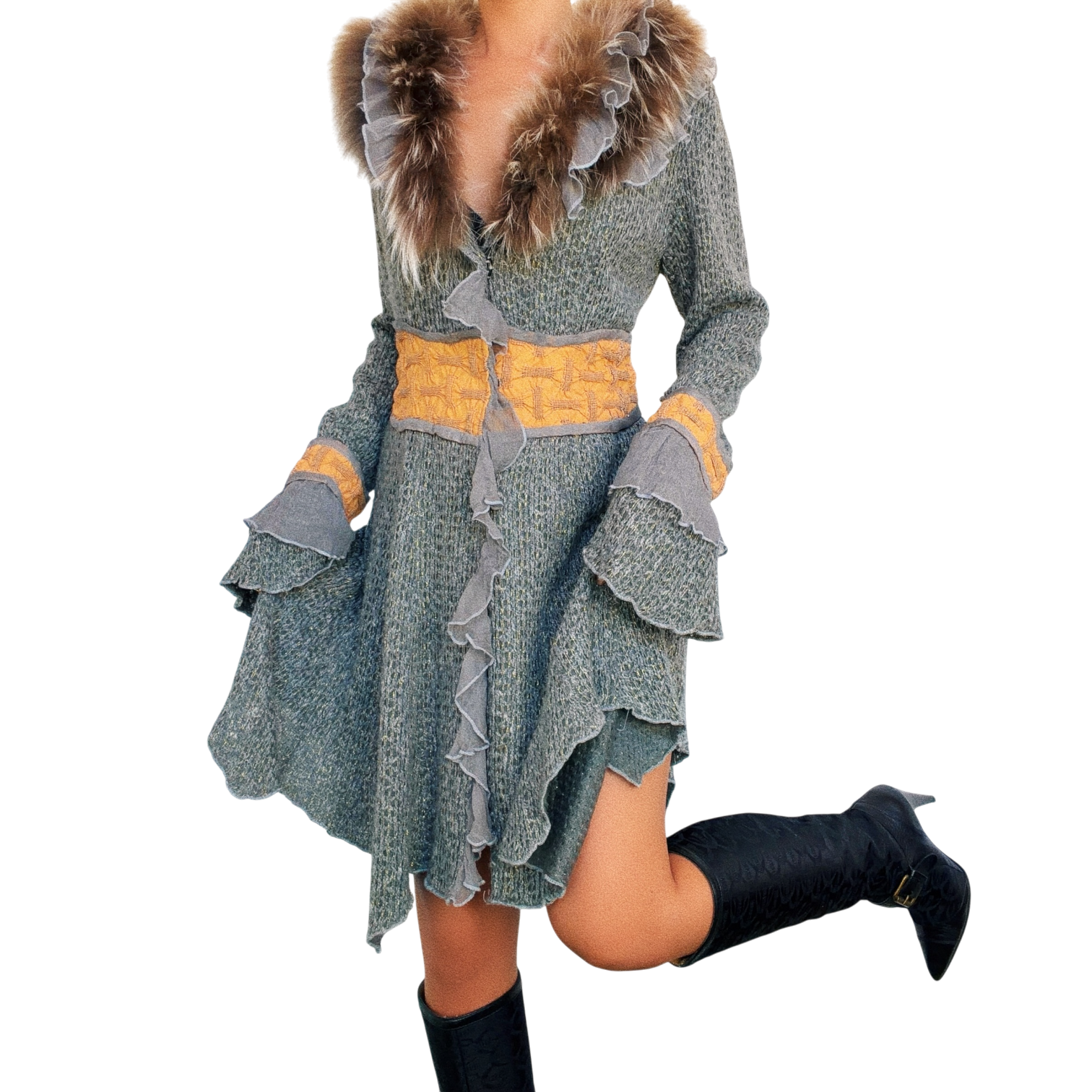 Raccoon Fur Duster Cardigan (M)