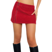 Corduroy Zip Up Mini Skirt (S)