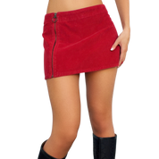 Corduroy Zip Up Mini Skirt (S)