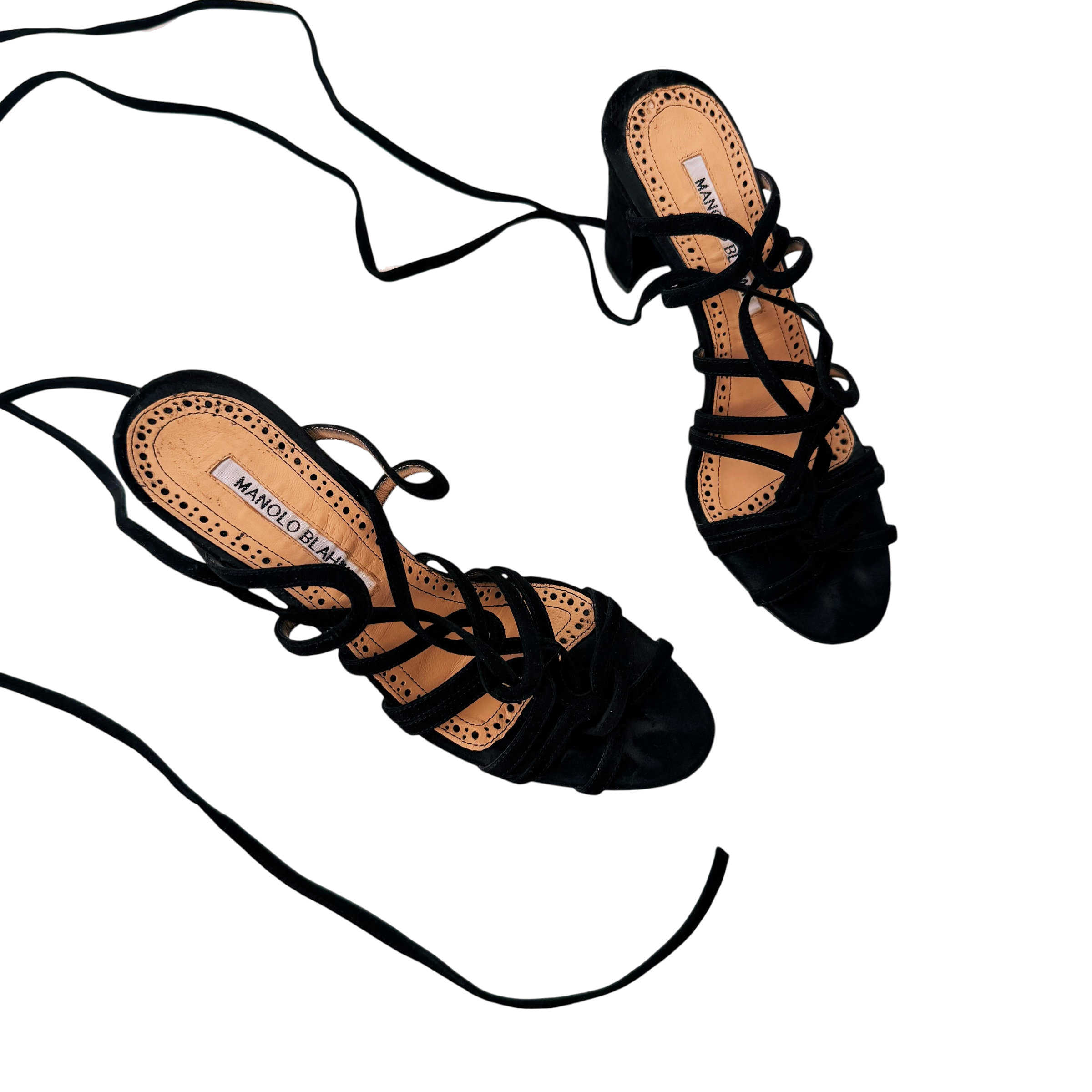 Vintage Manolo Blahnik Suede Lace Up Heels (5.5-6.5)