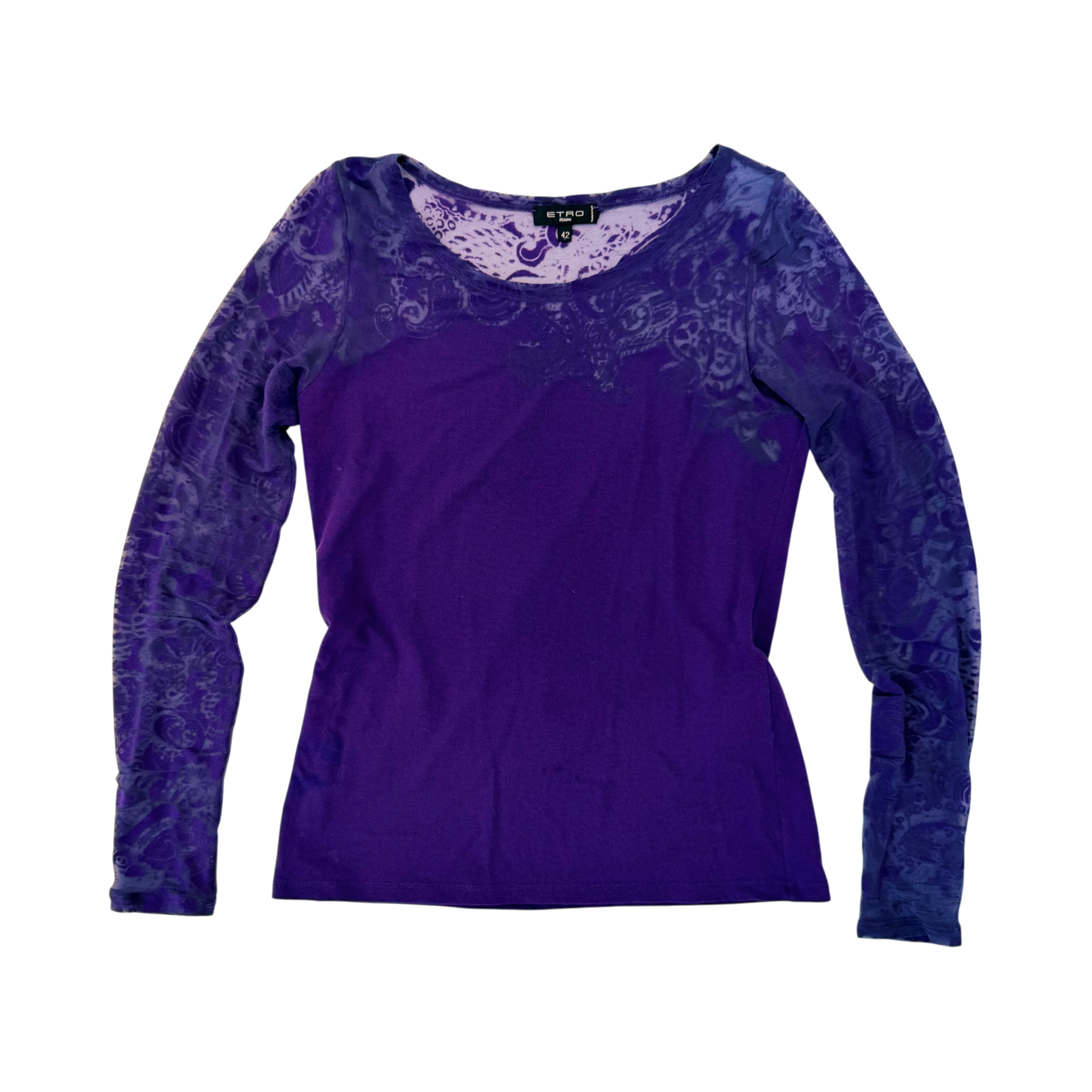 Etro Sheer Purple Mesh Burnout Top (M)