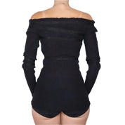 Y2K Italian Black Textured Off the Shoulder Top (XS)