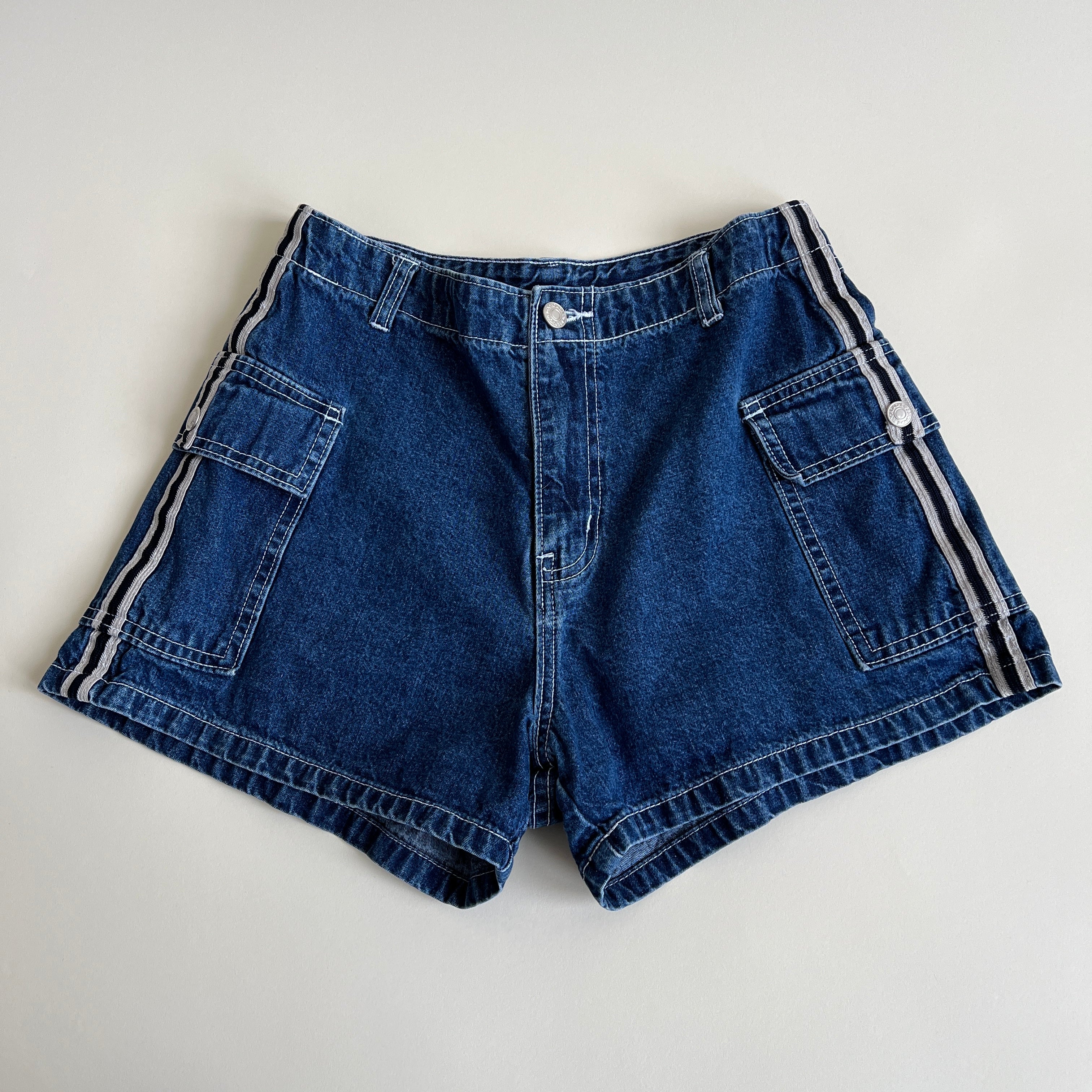 90s stripe denim cargo short (M)