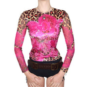 90s Pink Orchid Graphic Long Sleeve Top (M)