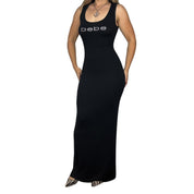 Bebe Rhinestone Logo Maxi Dress (XS/S)