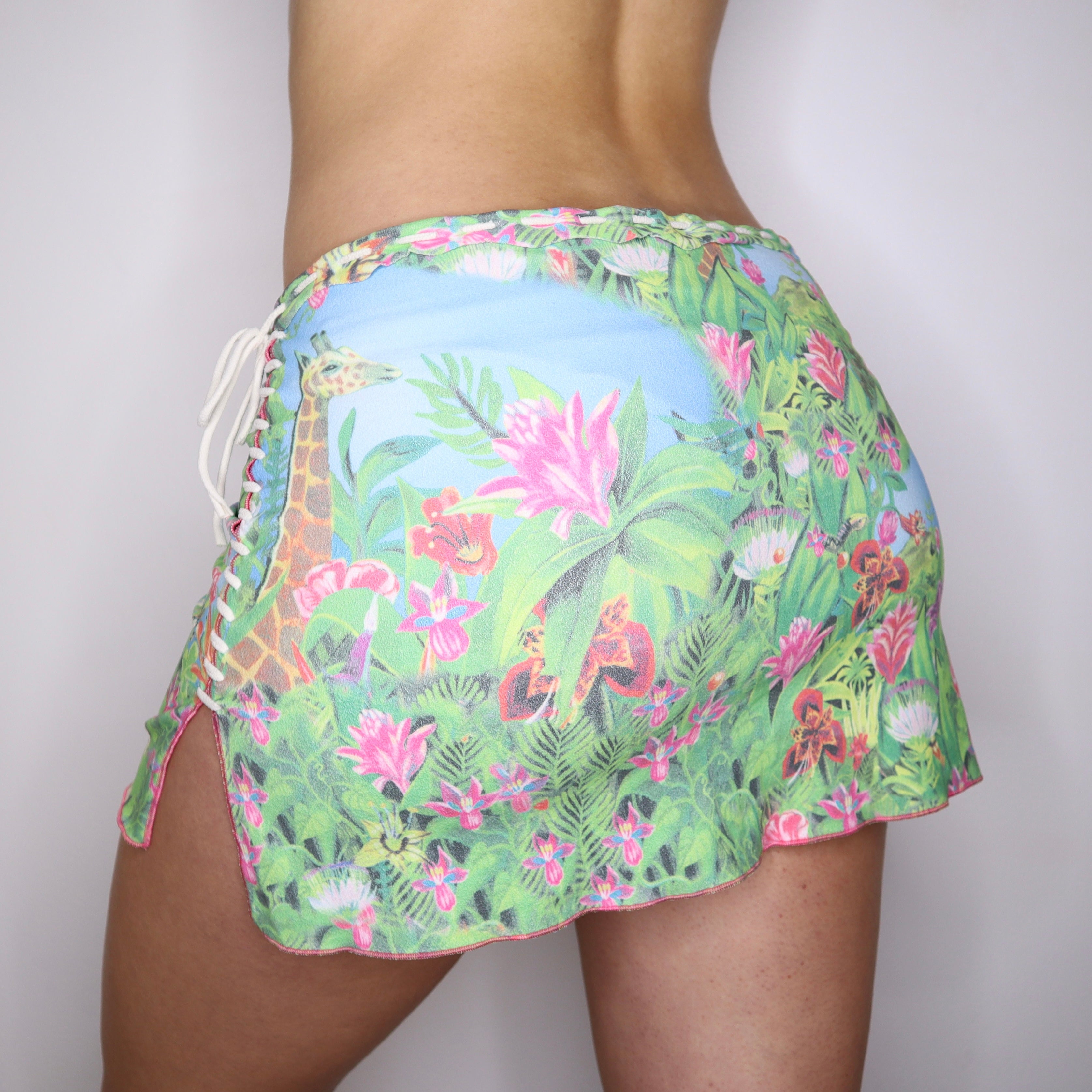 Y2K Tropical Mini Skirt (M)