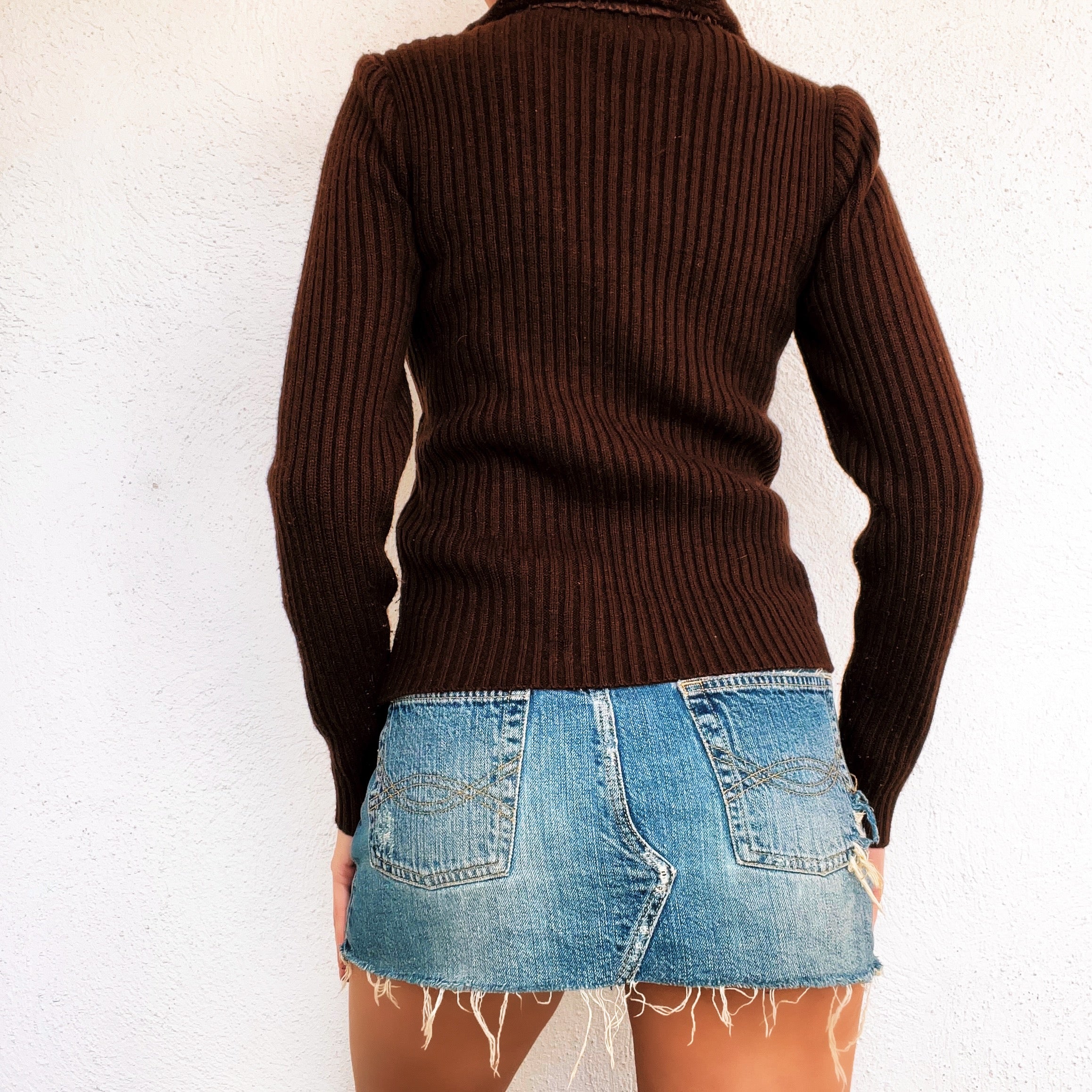 Furry Faux Suede Double Zip Cardi (S)