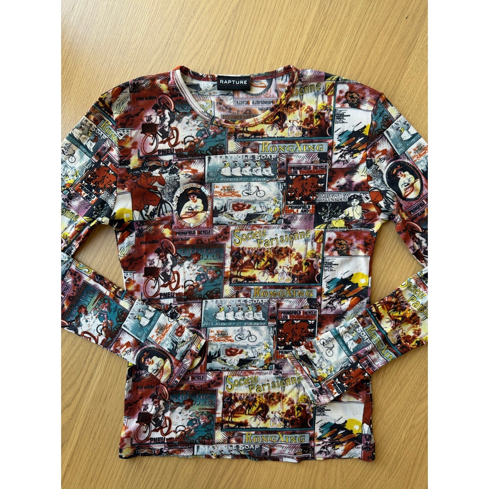 Vintage Graphic Mesh Blouse (S)