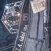 2000s Embellished Dark Denim Capris (M)