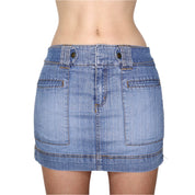 Y2K Denim Zipper Slit Mini Skirt (S)