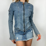 Vintage 00s Guess Moto Style Denim Jacket (s/m)